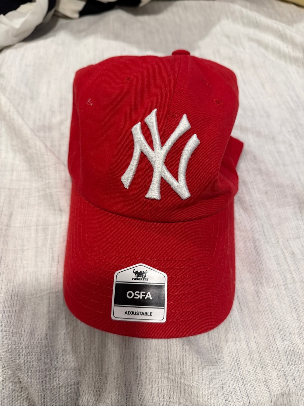 Genuine Merchandise Red Baseball Cap with White NY Logo